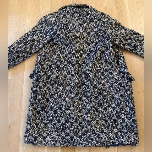 Zara Black and Brown Textured Coat - Picture 7 of 9